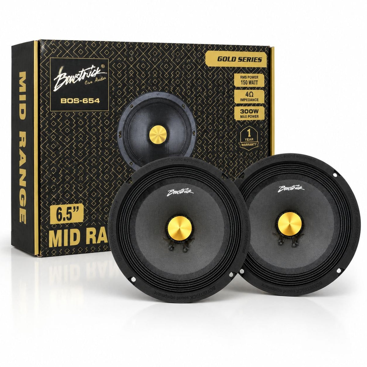 Bowstrick BOS-654 Gold Series 6.5-Inch Midrange Speakers - Pair